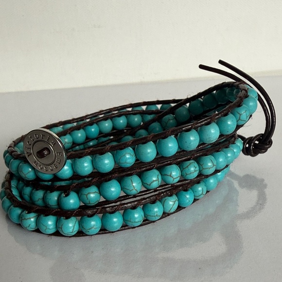 Boho Trendy Victoria Emerson Turquoise Beaded Wrap Bracelet - Picture 8 of 8